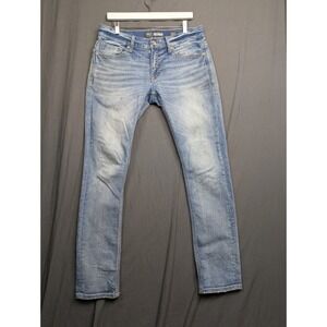 BKE Carter Jeans Mens 32L Blue Straight Leg Light Wash Faded